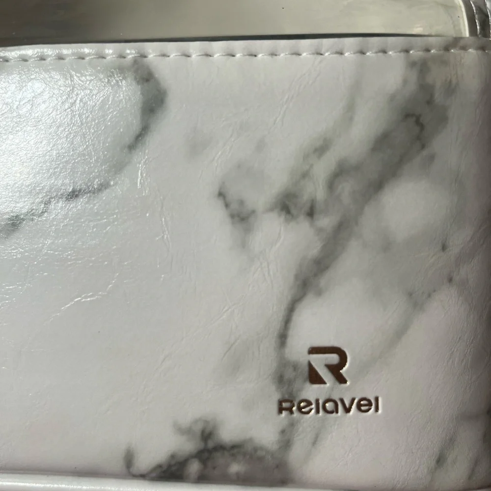 Marble Makeup Brush Bag with Gold Accents